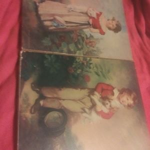 Vintage Jane freeman prints on wood ...